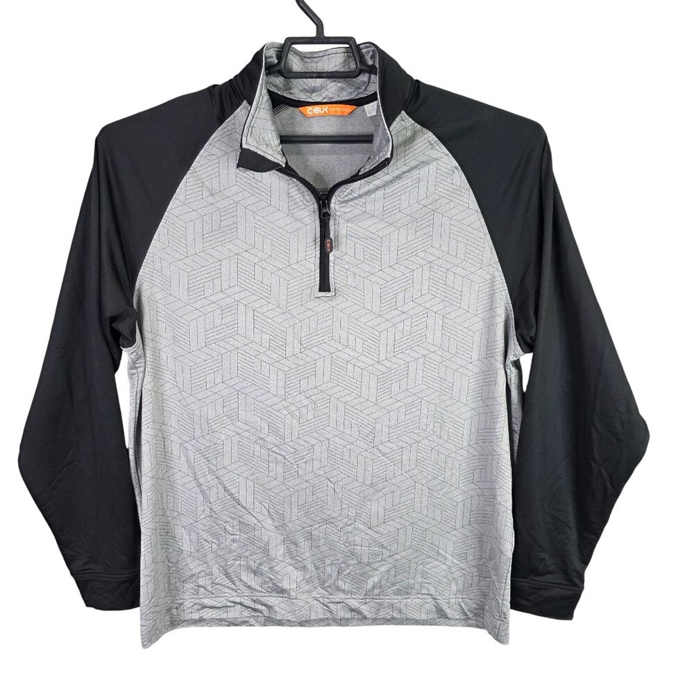 Mens CBUK Cutter & Buck Gray & Black 1/4 Zip Pullover Shirt Polyester Stretch L
